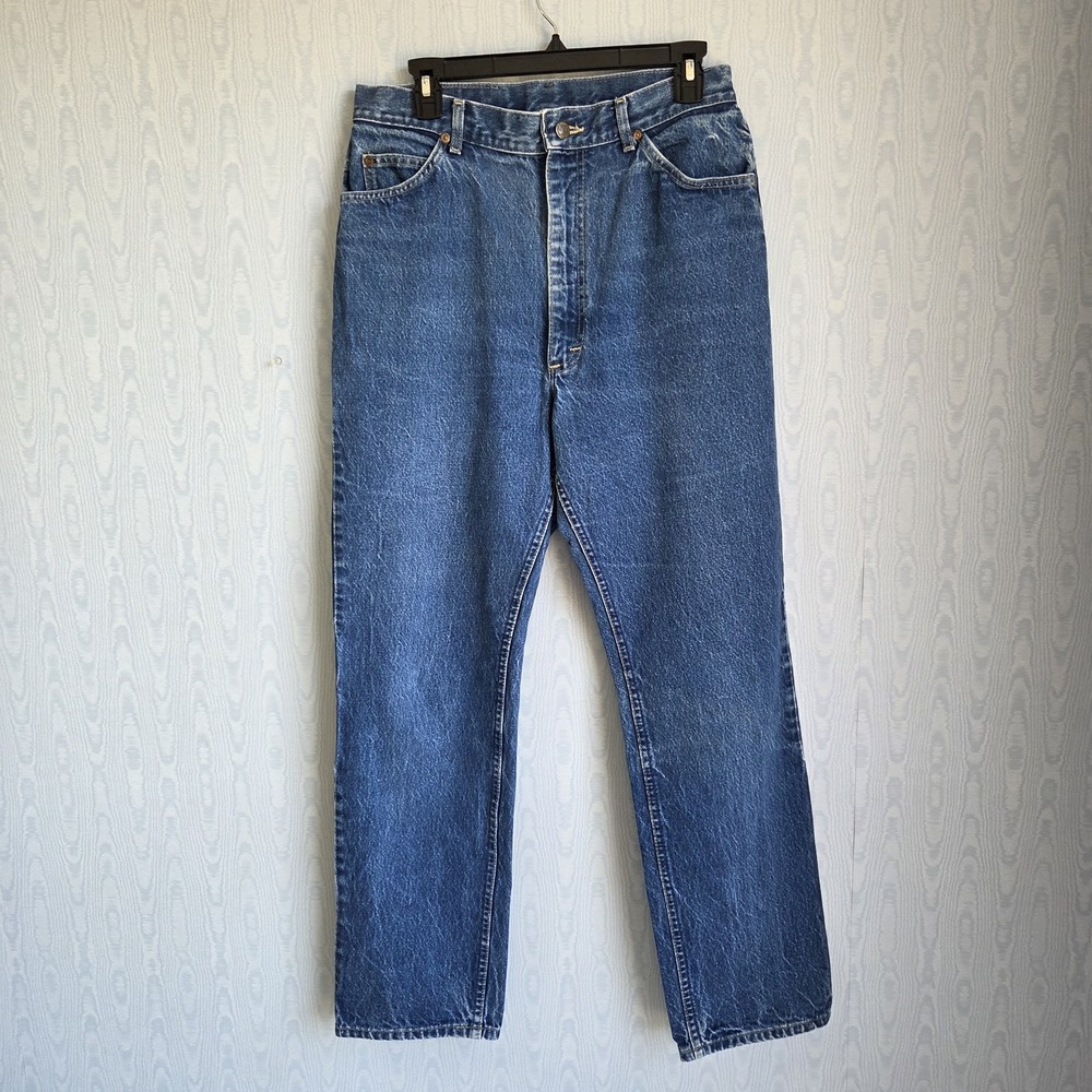 Vtg 70s LEE Jeans Womens 30x30 Blue Denim Straight High Rise Western Workwear